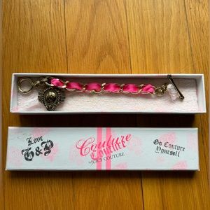 Juicy Couture Gold Tone with Pink Ribbon Compartment Bracelet